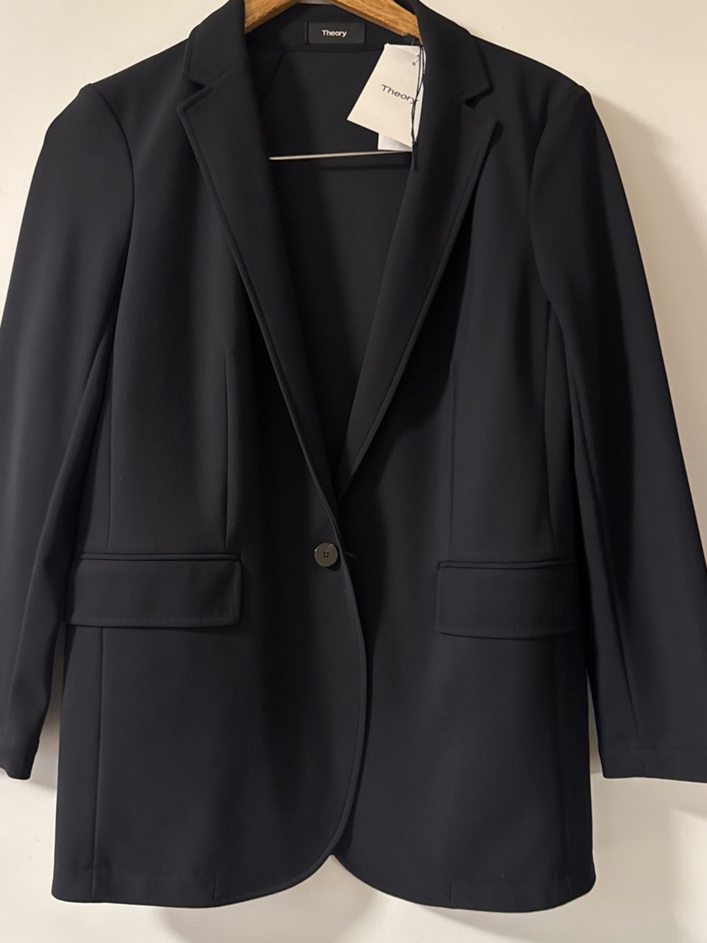 Theory Black Tailored Single-Button Blazer